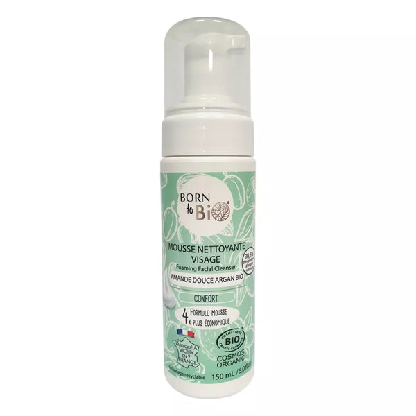 Mousse nettoyante visage Peaux normales à sèches Bio 150mL (Amande douce Arga)